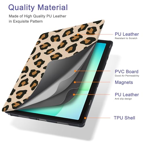 Image of CoBak Case for Samsung Galaxy Tab A11+ Plus 11 inch 2025, Multi-Viewing Angles, All New PU Leather Folio Stand Cover with Auto Sleep Wake Feature for Samsung Galaxy Tab A11+ Tablet 11-inch, Leopard