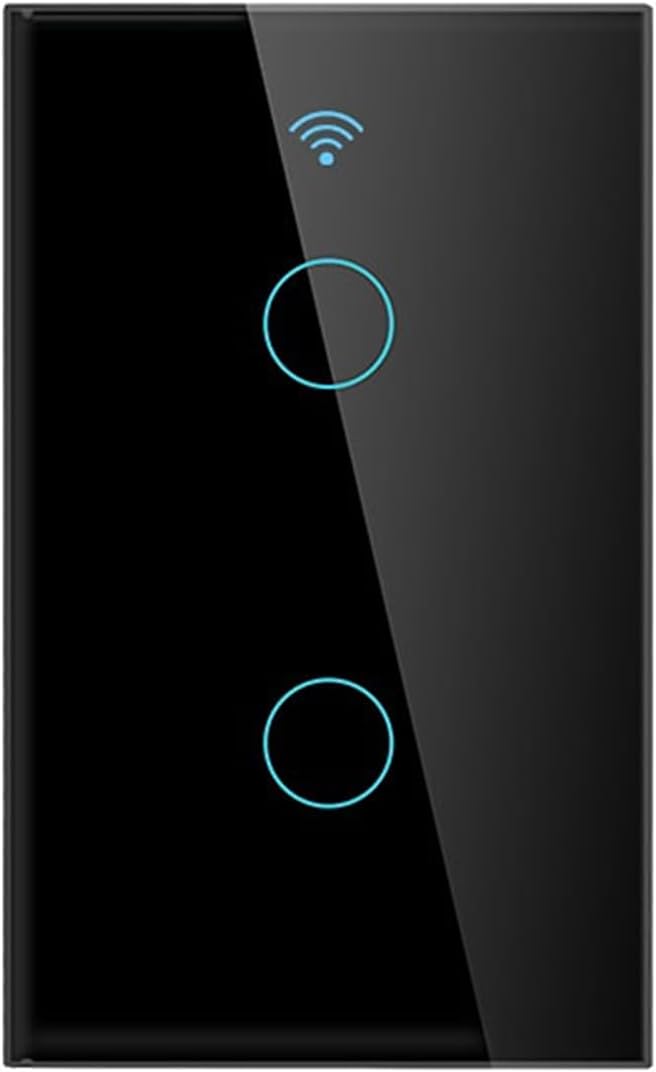 ZMIN WiFi Smart Life Wall Light Switch EU&US Glass Touch Panel Voice Wireless Remote Control by Voice Control US Black 2GANG