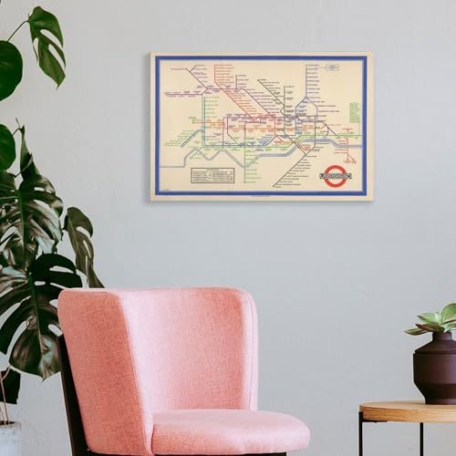 レトロなロンドン地下鉄路線図（1933年）ポスター プリント キャンバス 壁アート モダン ホーム装飾 画像 壁の絵 版画 ギフト20x30inch(50x75cm) [4]