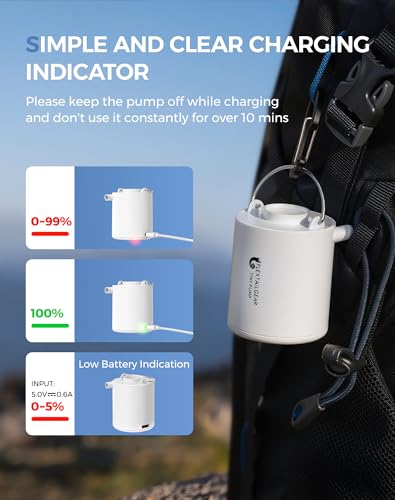 Image of FLEXTAILGEAR Portable Air Pump for Inflatables, 2.82oz Classic Tiny Air Pump, Rechargeable Electric Air Pump to Inflate Deflate for Camping Gear Pool Floats Air Mattress