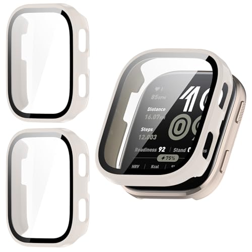 Kimiyaki 2 Pack for Amazfit Bip 6 Screen Protector Case [Full Coverage], Hard PC Bumper All-Around Protective Accessories for Amazfit Bip 6 Built-in 9H Tempered Glass Film