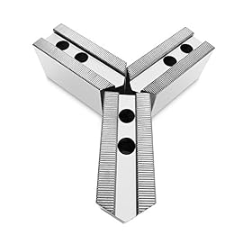 8" Serrated (1.5 mm x 60) Steel Soft Jaws Set (3 Pcs) for Kitagawa (B-208)/ Samchully Lathe Chucks, Pointed, 2" height- By Turner Workholding, LLC