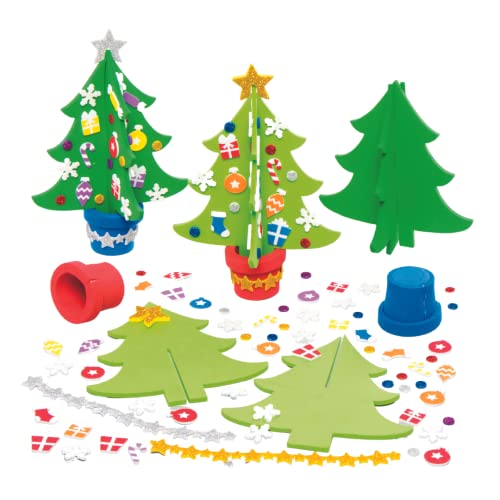 Activite Noel Enfant Baker Ross AX424 Kit De Point De Croix En Bois Pour Sapin De Noël - Lot De 5, Décorations D'Arbre, Activité Arts Et Artisanat Pour Enfants, Pack D' Artisanat