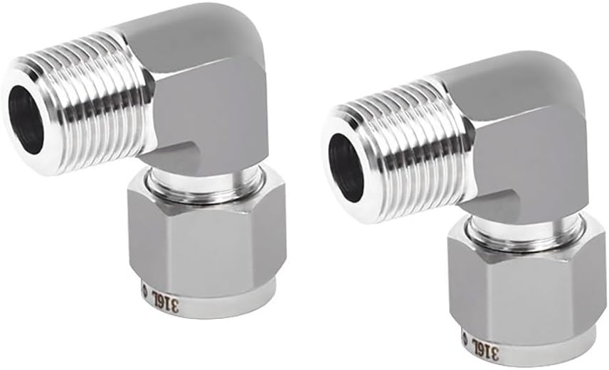 1/3/5Pcs 90 Degree Elbow 316 Stainless Steel NPT Male Compression Fitting 1/8" 1/4" 3/8" 1/2" X 6-16mm Tube OD(3PCS,3I8BSPT-10mm)