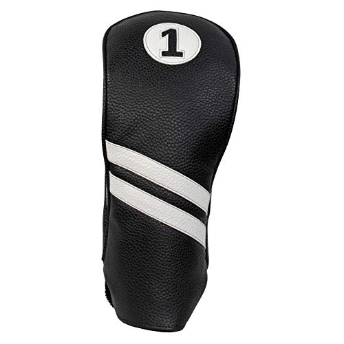 ProActive Sports Vintage Golf Club Head Covers for Driver | 1 Headcover for up to 460cc | Classic Leather Look | Black/White - Thumbnail 2