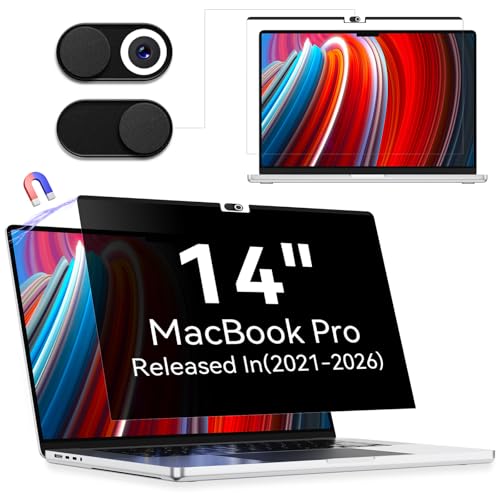 Image of Protescreen Magnetic Privacy Screen Protector Compatible with MacBook Pro 14 Inch (2021-2026, M1 M2 M3 M4 M5), Removable Anti Spy Blue Light Glare Laptop Privacy Filter for Mac Pro 14.2 in