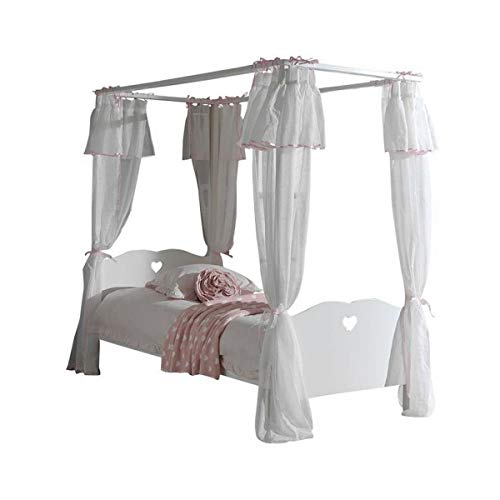 Vipack AMORI LIT A BALDAQUIN, Bois, Blanc
