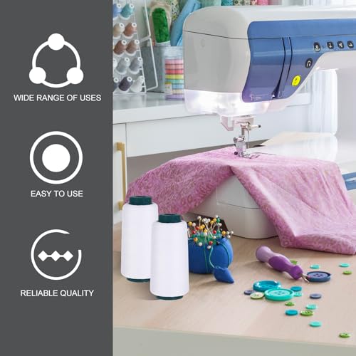 Hilo de coser YARNOW de poliéster blanco, bobina de 3000 yardas para máquina de coser, ideal para acolchado, prendas, cortinas y textiles para el hogar - 1 bobina miniatura 5