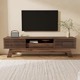 Merax TV Schrank 150x35x44 cm, TV Lowboard mit 1 Schublade, 2 Türen, offenen Fächern und Kabeldurchführung, für Fernseher und Multimedia-Geräte, Holzfarbe