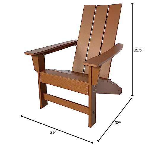 Shine Company 7623Br Modern Plastic Adirondack Chair | Weatherproof Fire Pit Chairs | Durable Resin Composite Adirondack Chairs – Brown #TOP5