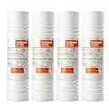 4-Pack 10" X 2.5" 5 Micron Grooved PP Sediment Filter Cartridge, Compatible with Whole House Water Systems, RO Pre-Filtration, and 10-Inch Housings