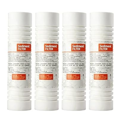 4-Pack 10" X 2.5" 5 Micron Grooved PP Sediment Filter Cartridge, Compatible with Whole House Water Systems, RO Pre-Filtration, and 10-Inch Housings