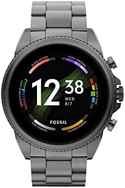 Fossil Unisex Gen 6 44mm Stainless Steel Touchscreen Smart Watch, Fitness Tracker, Color: Smoke (Model: FTW4059V)