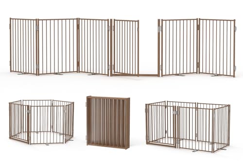 No Pawblems Freestanding Dog Gate with Door for Indoor & Outdoor, 30'' Tall