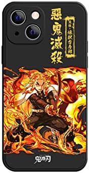 uiop Officially Licensed Design fit Demon Slayer Kimetsu No Yaiba Rengoku Kyoujurou 6.1 Inch Imitation Liquid Silicone Phone Case Compatible with iPhone 13