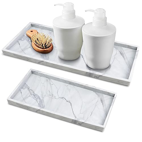 Lot de 2 plateaux en silicone, grands et petits pour salle de bain, évier, commode, porte-savon, clé de parfum
