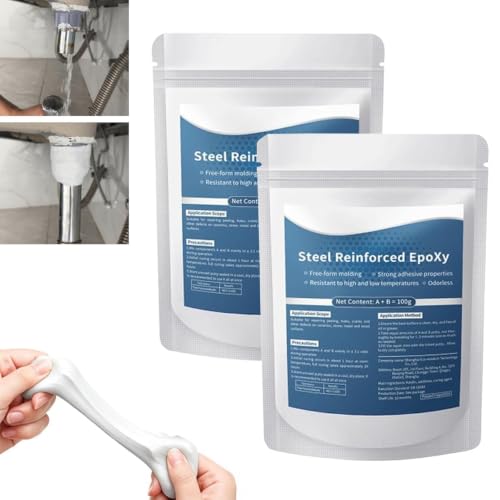 Image of Steel Reinforced Epoxy Putty, 2026 New Waterproof Heat-Resistant Epoxy Putty Repair Kit, All Purpose Filler Putty AB Epoxy Clay for Metal Wood Tile Ceramics for Bonding Repairing Sculpting (2PCS)
