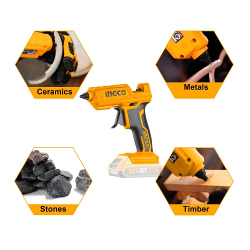 INGCO 20V Cordless Glue Gun, Battery & Charger not Included , 1518g