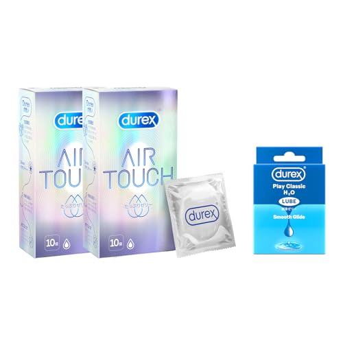 Durex デュレックス コンドーム エアタッチ たっぷりゼリー 10個入 2箱 ラテックス製 こんどーむ + 試供品付き(デュレックス 潤滑ゼリー フィール 5mL 3個入り) - 画像1
