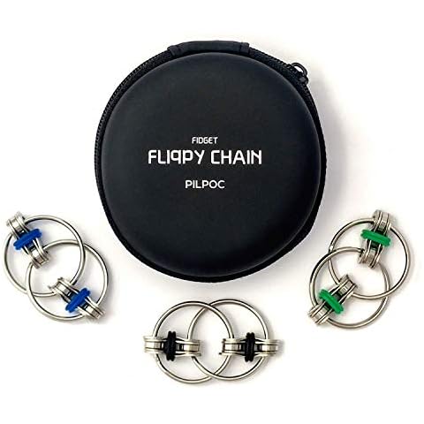 PILPOC Fidget Flippy Chain Key Ring Fidget Toy (3 Piece Set), Perfect for ADHD, Anxiety, Stress, Autism, with Exclusive Protective Case Cover