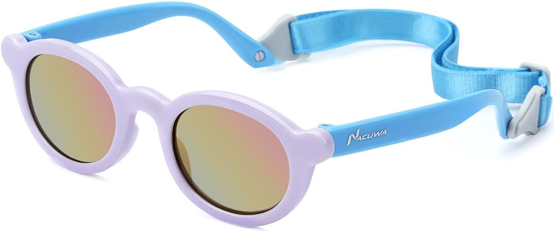Nacuwa Baby Sunglasses - 100% UV Proof Sunglasses for Baby, Toddler, Kids - Ages 0-2 Years - Case and Pouch included