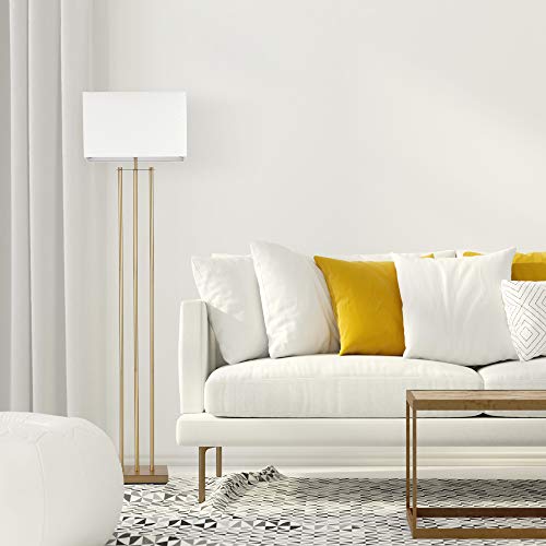 Globe Electric 67775 62" Floor Lamp, Matte Brass, White Linen Shade, Floor Lamp For Living Room, Floor Lamp For Bedroom, Home Improvement, Reading Lamp, Home Office Accessories, Home Décor #TOP3