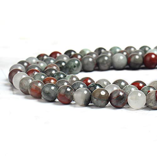 8mm Natural African Bloodstone Beads Round Real Bloodstone Beads for DIY Jewelry Making 1 Strand/Bag (8mm, African Bloodstone)