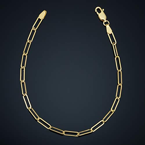 Kooljewelry 14K Yellow Gold Paperclip Chain Bracelet (3.2 Mm, 7 Inch) #TOP2