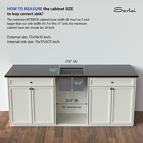 17 Undermount Bar Sink - Sarlai 17 Inch Kitchen Sink Stainless Steel Single Bowl 16 Gauge Sturdy Small Deep Basin Kitchen Bar Prep Wet Bar Sink #TOP3