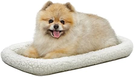 MidWest Bolster Pet Bed for Dogs & Cats22L-Inch White Fleece Dog Bed or Cat Bed w/ Comfortable Bolster | Ideal for XS Dog Breeds & Fits a 22-Inch Dog Crate | Easy Maintenance Machine Wash & Dry | 1-Year Warranty