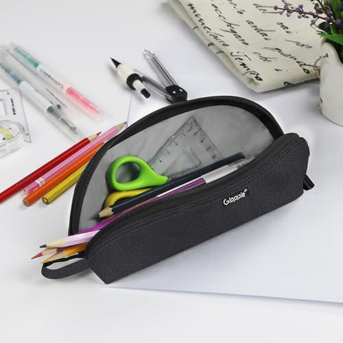 Image of Gloppie Pencil Pouch - Practical Pencil Case, Aesthetic Simple Pencil Bag, Small Pen Holder, Back to School Supplies for Girls Boys, Black