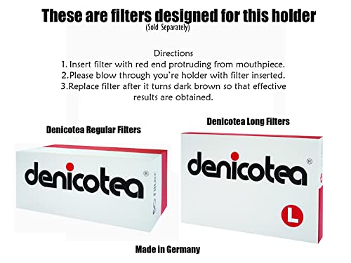 Denicotea Lucille Series Cigarette Holder w/Hands-Free Ejector + 10 Free Filters - Black & Silver - Add Style & Sophistication - Avoid Stained Fingers & Lips - Butt Ejector - 20253