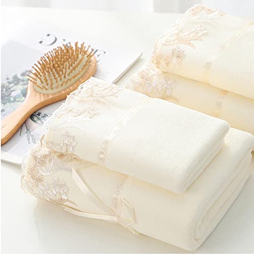 Serviette de visage et de bain en microfibre absorbante avec broderie dentelle - 6