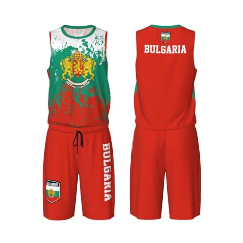 Bulgaria Flag Grain (3) Basketball Jersey Uniform Suit for Men Women Adults Training Athletic Set