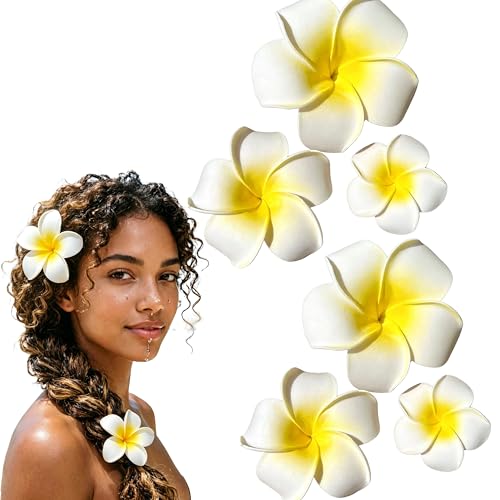Pince à cheveux fleur plumeria anti-glisse pour plage et fête