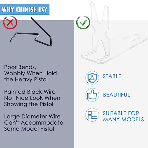 OCQOTAT 2 Pack Acrylic Display Rack - Adjustable Pistol Stand, Transparent Holder for Hand Guns, Portable Gun Rack for Safe Storage, Holder Accessories (7.5x2.75x4.75") by OCQOTAT - Used condition - Image 8