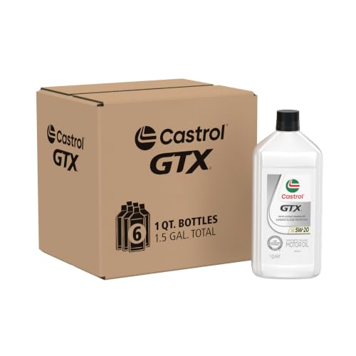 Castrol GTX 5W-20 Synthetic Blend Motor Oil, 1 Quart, Pack of 6
