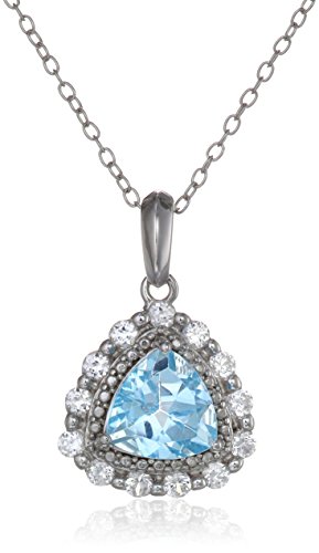 Sterling Silver Created White Sapphire Teardrop Pendant Necklace, 18