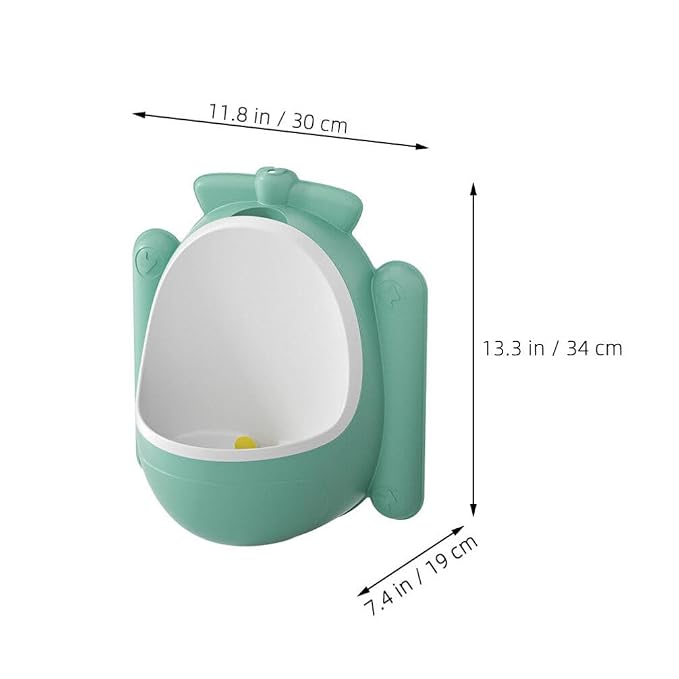 Urinal para niños Ipetboom, portátil y de montaje en pared, con guardia contra salpicaduras y diseño divertido de dibujos animados para entrenamiento fácil al orinar, color verde miniatura 3