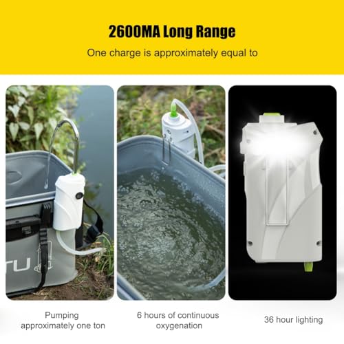 Bomba de oxigeno para pesca sin botones con sensor inteligente y LED 3
