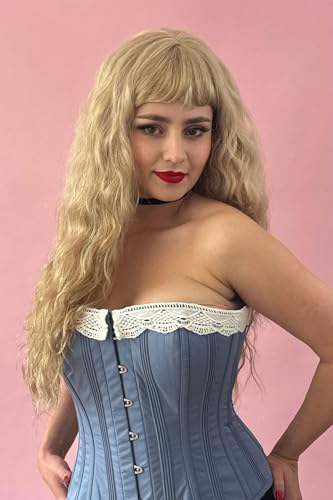 Perruque blonde longue avec ondulations sirène Astrid cheveux longs gaufrés dégradés #613T24