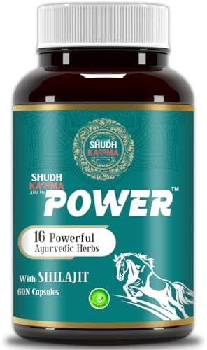 Shudh Kaama Power | Ayurvedic Capsules for Men with Original Shilajit/Shilajeet, Gokhru, Ashwagandha & Safed Musli for Strength, Stamina, Energy and Muscle Gain – 60 Capsules