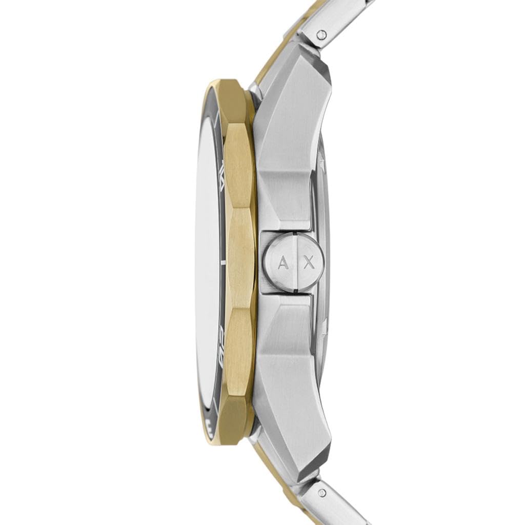 Armani Exchange Orologio per uomo, Movimento al quarzo con data a tre lancette e cassa da 44 mm con cinturino in acciaio o silicone