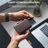 VULKIT Etui na karty kredytowe z blokadą RFID, portfel wyskakujący z prawdziwej skóry z przegródką na banknoty, okienkiem na dowód osobisty, kieszenią na monety i magnetycznym zamknięciem, Pierwszy