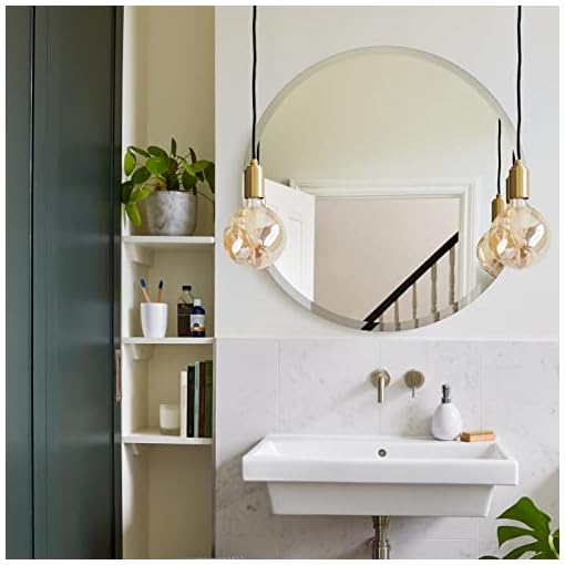 NUTTUTO 20" Frameless Round Mirror,Beveled Edge Bathroom Vanity Mirror