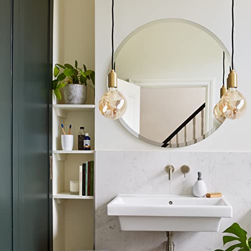 NUTTUTO 20" Frameless Round Mirror,Beveled Edge Bathroom Vanity Mirror