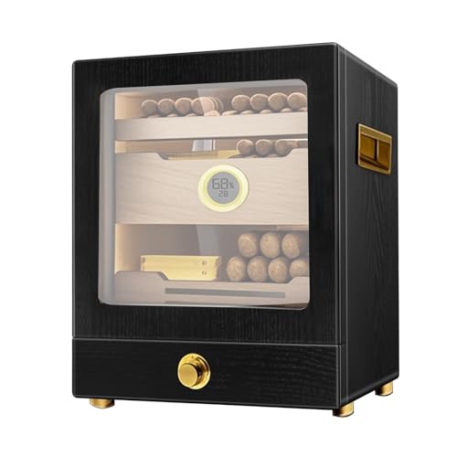 Cigar Humidor,Humidor Cigar Cabinet,LED Cigar Humidifier with Hygrometer,Desktop Humidor Box with