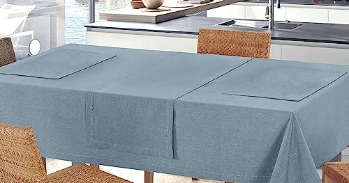 CosìCasa - Tovaglia 140X240 Tinta Unita in 100% Cotone | Copritavolo Rettangolare, Ideale anche come Tovaglia da Esterno da 14 Posti | Design Elegante con Bordo Ajour [140X240, Carta Da Zucchero]