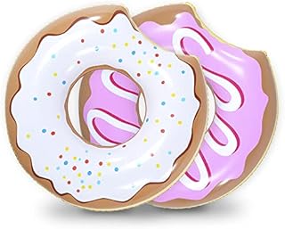Amazon Brand - Umi Inflatable Donut for Party 94cm (Strawberry and Chocolate), 2 Pack Donut Tube Pool Float
