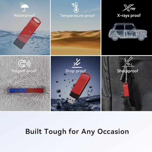 Image of KEXIN 64GB USB 2.0 Flash Drive, USB-A, Pen Drive 25MB /s Read 10MB /s Write, Dual Thumb Drive with Rotating Design for PC, Laptop, Car Music, Document Photo Storage (Red)